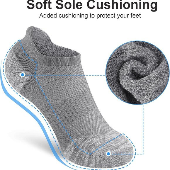 Women's Ankle Socks for Athletics 5-Pack Breathable Cotton with Arch Support - Picture 5 of 7